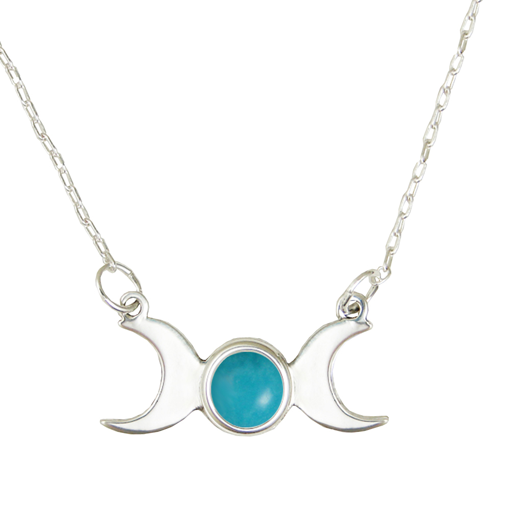 Sterling Silver Moon Phases Necklace With Turquoise